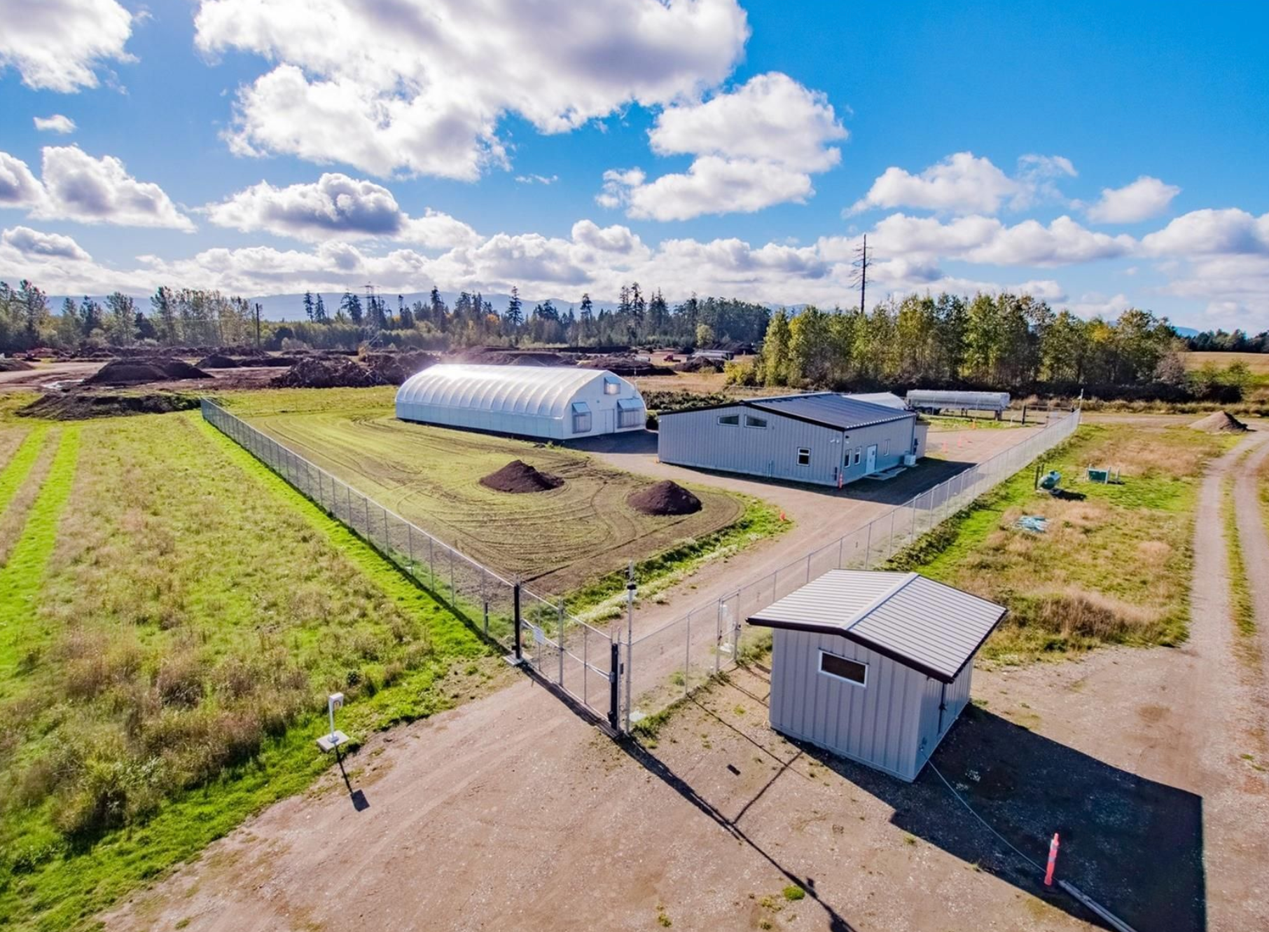 Overhead compound and security fencing view